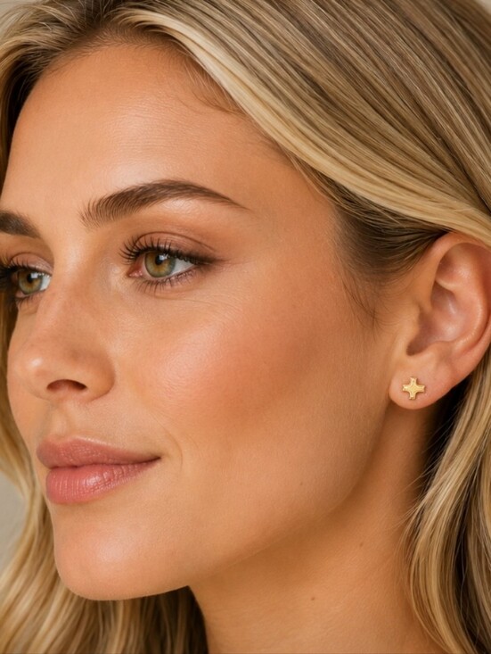 Jewelry - 14K Yellow Gold Cross Earrings